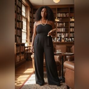 LOFT Strapless Wideleg Jumpsuit With Pockets Size 16